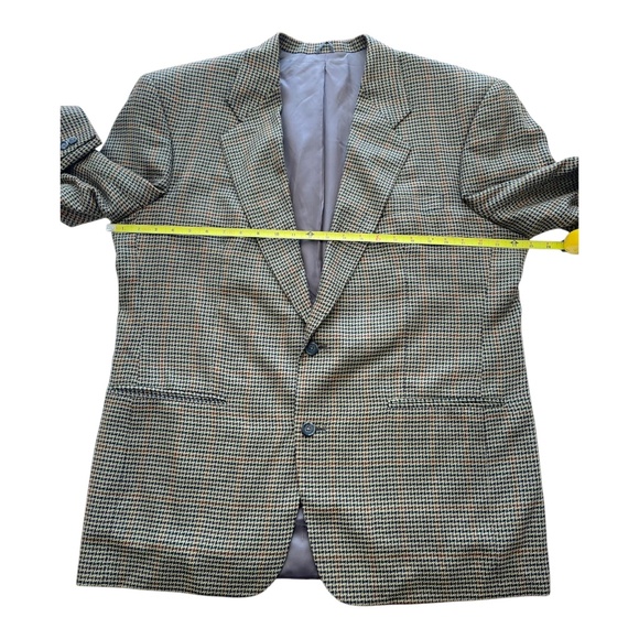 David G. Cotugno Mens 2 Button Silk Wool Blazer Jacket Beige Yellow Houndstooth - Picture 7 of 14